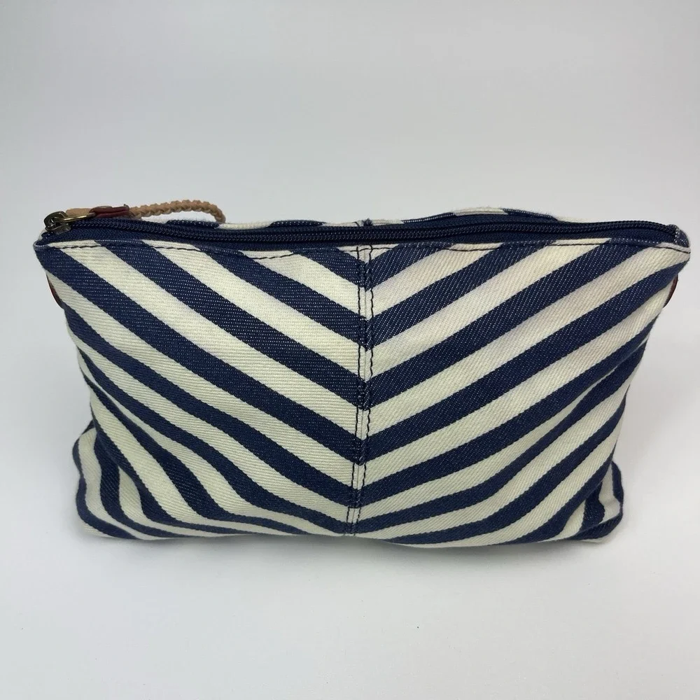 Tommy Hilfiger Cosmetic Makeup Zippered‎ Pouch Cloth Classic Stripes Vintage